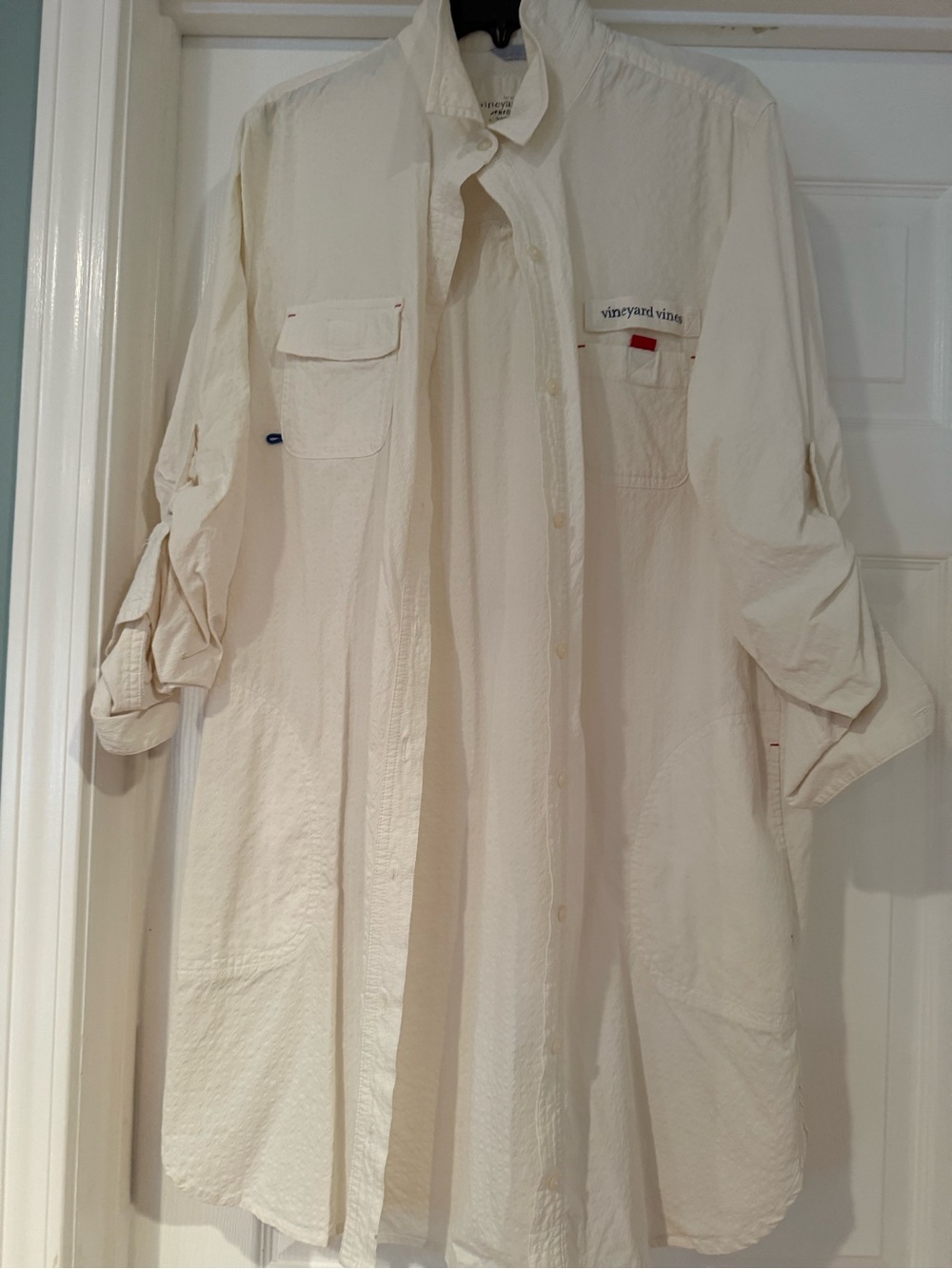 Vineyard Vines Cream Women's Swim Coverup Button-Up